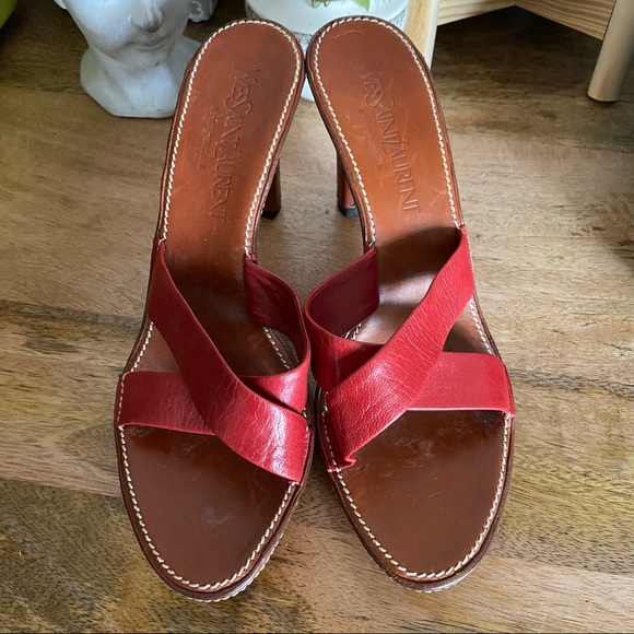 Yves Saint Laurent Red and Brown Heels - Picture 11 of 11